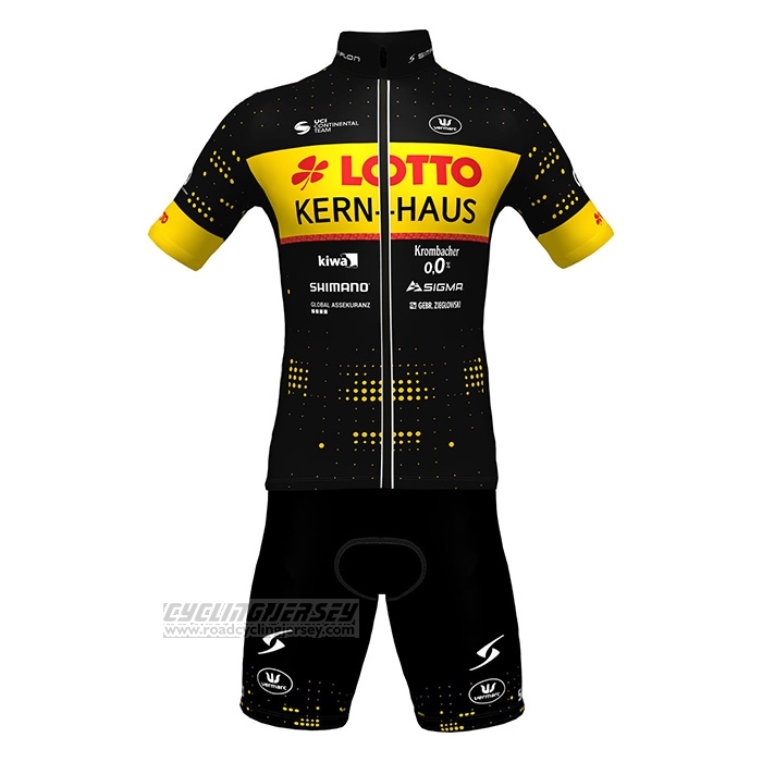 2022 Cycling Jersey Lotto-kern Haus Black Yellow Short Sleeve and Bib Short